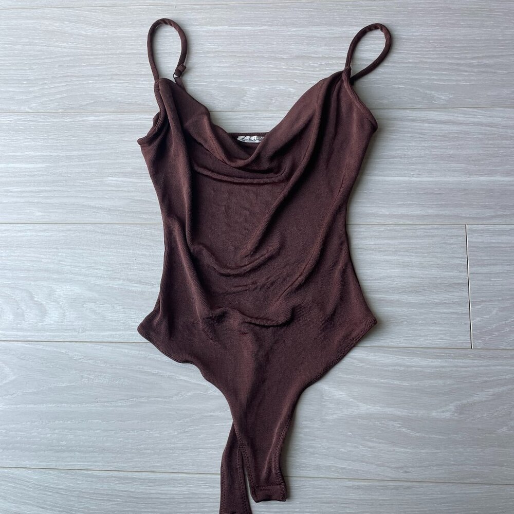 Free People Cowl Neck Bodysuit Tank Top - Brown
